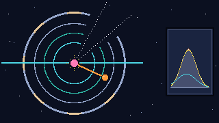 Pixel-art scene of a Belle II detector cutaway with beams meeting at a glowing decay vertex and invisible particles escaping through a gap